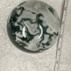 Green and White Moss Agate Sphere